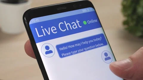 Online Support Live Chat Conversation on a Smartphone Stock Footage