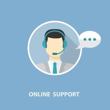 Online support with man Stock Illustration