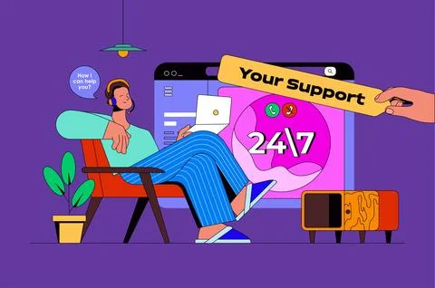 Online Support Modern Flat Illustration Stock Illustration