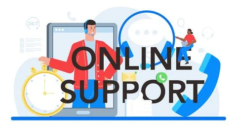 Online support typographic header. Idea of customer service Stock Illustration