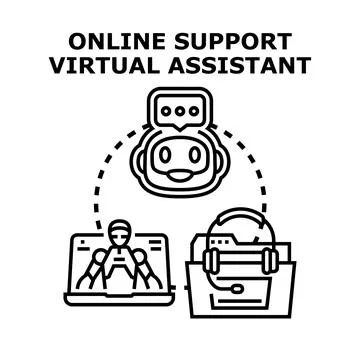 Online support virtual assistant chatbot concept Stock Illustration