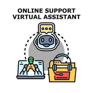Online support virtual assistant chatbot concept Stock Illustration