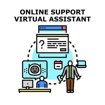Online support virtual assistant concept with person consulting イラスト素材