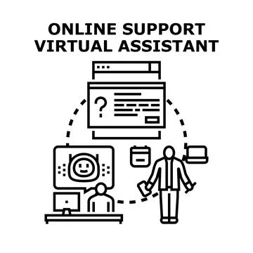 Online support virtual assistant concept with person consulting Stock Illustration