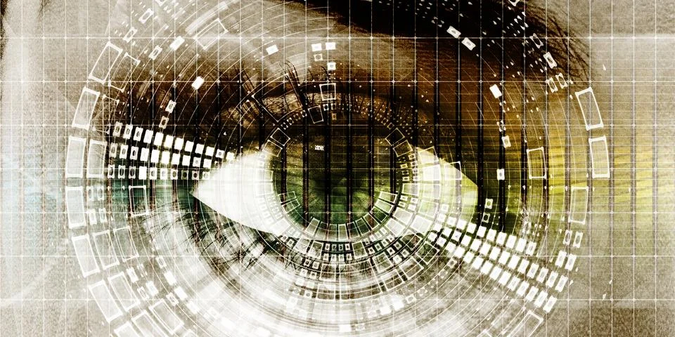 Online Surveillance and Data Security Protection Concept Ilustração Stock