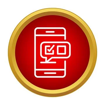 Online survey app icon in red circle Stock Illustration