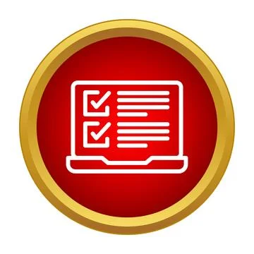 Online survey checklist on laptop computer icon Illustrazione stock
