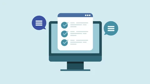 Online survey customer feedback on form 2d Animation with Alpha Matte Stock Footage 335917929