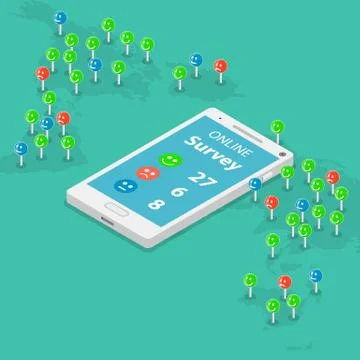 Online survey flat isometric vector concept. Stock Illustration