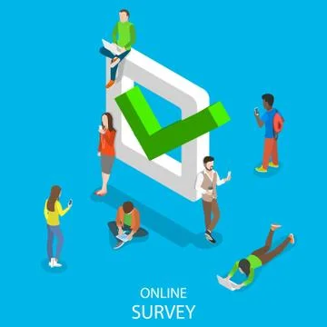 Online survey flat isometric vector concept Illustrazione stock