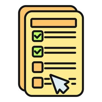Online survey form with checkboxes and cursor clicking Stock Illustration