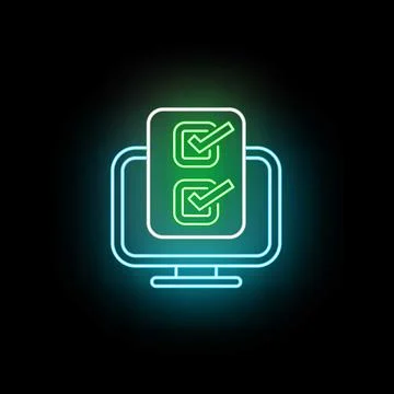 Online survey form with checkboxes on computer monitor Stock Illustration