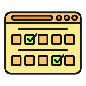 Online survey form with checkmarks inside web browser Stock Illustration