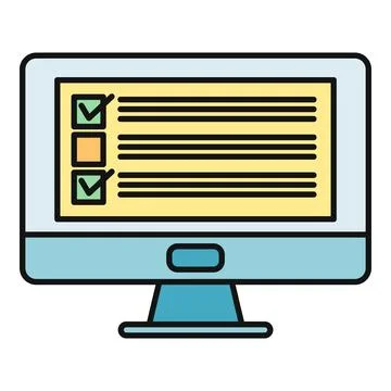 Online survey form completing on computer monitor Stock Illustration