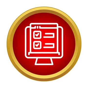 Online survey form completing on desktop monitor icon Stock Illustration