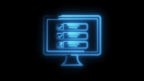 Online survey form on computer with checkmarks and cross neon glow animation Stock Footage 308903253