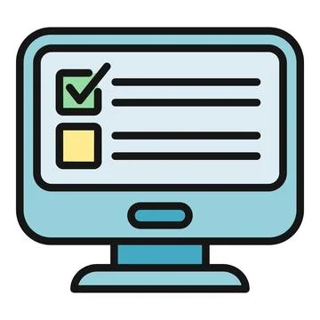 Online survey form on computer screen showing checkboxes Stock Illustration