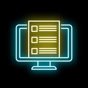 Online survey form on a computer screen neon Stock-Illustration