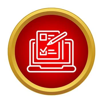 Online survey form documentation with laptop icon Stock Illustration