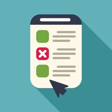 Online survey form on mobile device with mouse cursor selecting option Stock Illustration