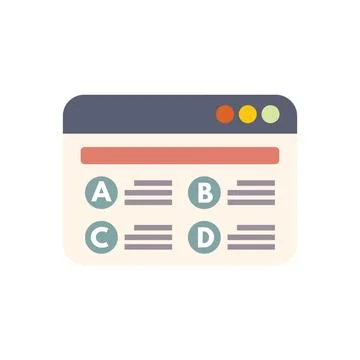Online survey form showing multiple choice on computer screen Illustrazione stock