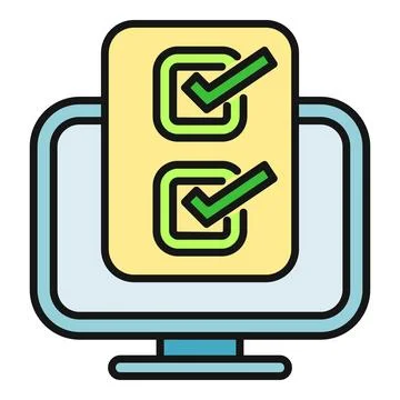Online survey form showing selected answers on monitor Stock Illustration