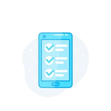 Online survey form in smartphone, vector Stock Illustration