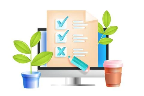 Online survey, internet questionnaire, web feedback, education test concept Stock Illustration