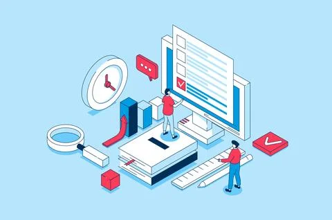 Online Survey Isometric Concept Illustrazione stock