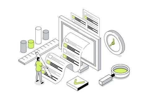 Online Survey Isometric Concept Illustrazione stock