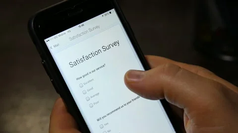 Online survey on a mobile phone Stock Footage