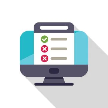 Online survey or checklist on a computer screen with checkmark and cross marks Stock Illustration