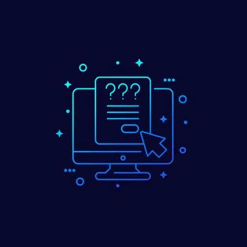 Online survey or questionnaire, vector linear icon Illustrazione stock