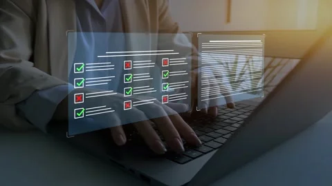 Online survey questionnaire with digital feedback form Stock Footage 343625008
