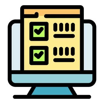 Online survey showing checkmarks on computer screen Stock Illustration