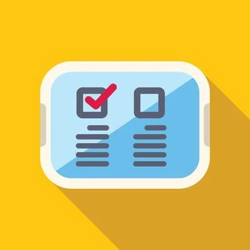 Online survey on tablet computer showing checkmark in checkbox 스톡 일러스트