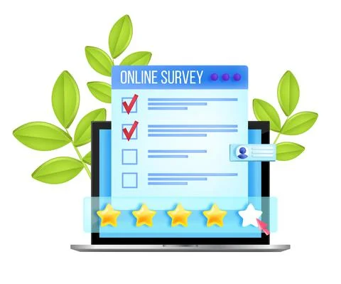 Online survey, web questionnaire form, internet feedback checklist vector Illustrazione stock