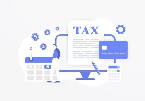 Online Tax Payment concept. E-tax Invoice, e-Receipt illustration. State Stock Illustration