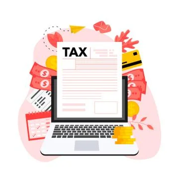 Online tax payment vector illustration concept. Filling tax form	 Ilustração Stock