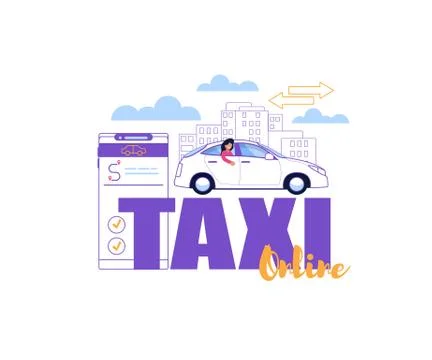 Online Taxi Driver Application. Order Service. Stock Illustration