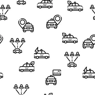 Online Taxi Seamless Pattern Vector 스톡 일러스트