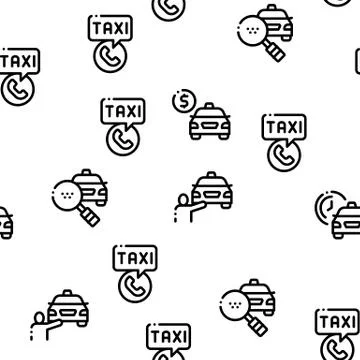 Online Taxi Seamless Pattern Vector イラスト素材