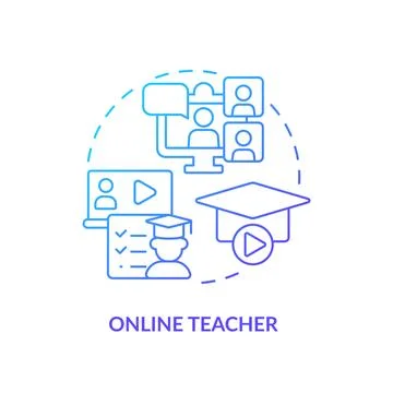 Online teacher blue gradient concept icon 스톡 일러스트