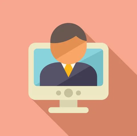 Online teacher icon flat vector. Web course Stockillustratie