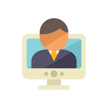 Online teacher icon flat vector. Web course Stockillustratie