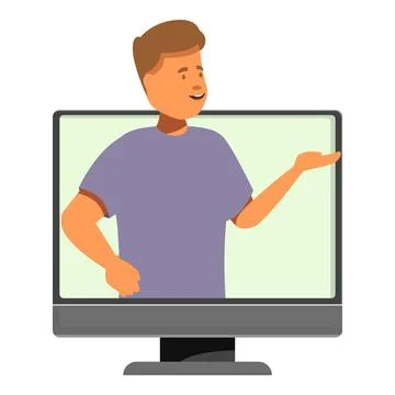 Online teacher making presentation on computer screen 스톡 일러스트