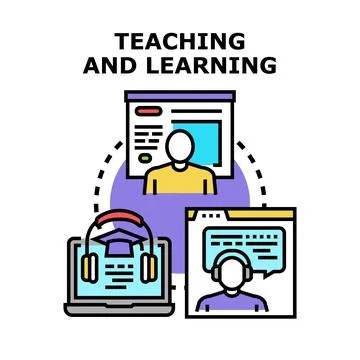 Online teaching and learning concept with distance education resources Stock Illustration