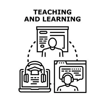 Online teaching and learning concept with distance education resources Stock Illustration