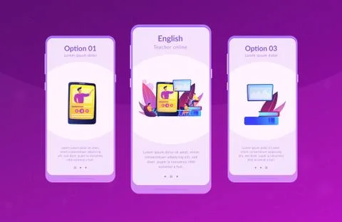 Online teaching app interface template. Stock Illustration