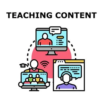 Online teaching content creating and sharing process Stock Illustration